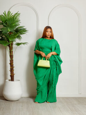 SASHES X HIDES GREEN PLEATED PANT COCOON 2PCS SET