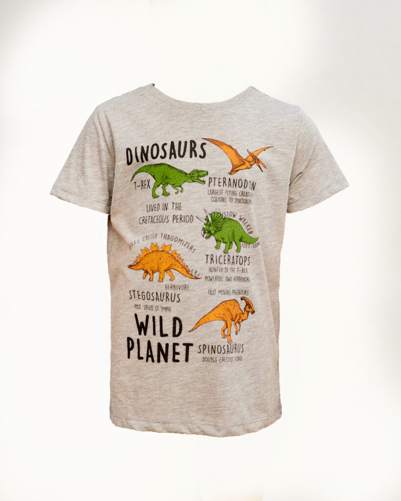 Maglietta per bambini con stampa di dinosauri a maniche corte, girocollo, casual, da 1 a 7 T Shirt Ragazzi S, a, 12-18 Mesi