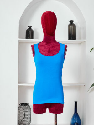 COTTON ANGEL BLUE SCOOP NECK SLEEVELESS VEST