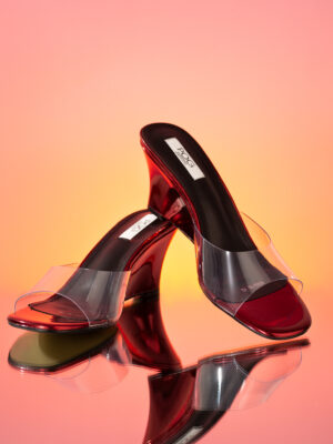POG BURGUNDY PERSPEX WEDGE SLIPPERS