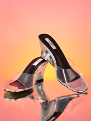 POG SILVER PERSPEX WEDGE SLIPPERS