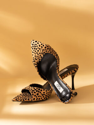 POG 136-1A TAN LEOPARD PRINT PENCIL MULES