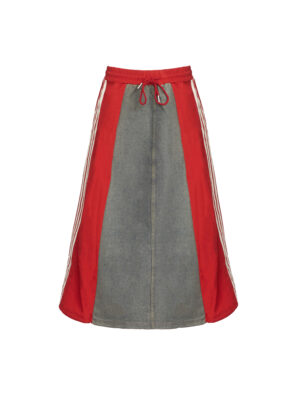 RED ADI LINE DENIM SKIRT