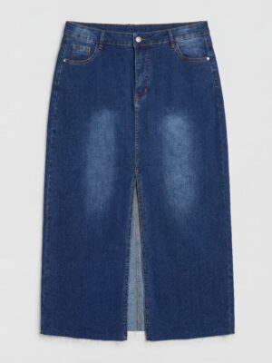 (2FOR30K) NEW IDOL BLUE FRONT SPLIT DENIM SKIRT