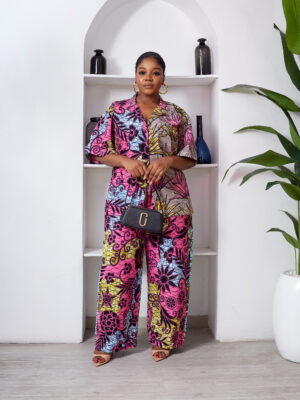 SASHES X HIDES PINK FLORAL X PINK ALOE PRINT WAX PRINT SUIT SET