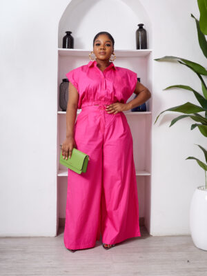 SASHES X HIDES PINK CROP TOP WITH FLARE PANTS SUIT SET