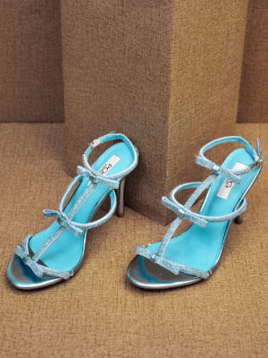 POG 567-23 BLUE 3 BOWS ON A ROW STRAPPY SANDAL