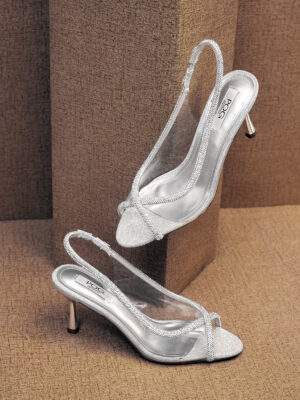 POG 0855-13 SILVER EMBELLISHED PERSPEX PEEPTOE SANDAL