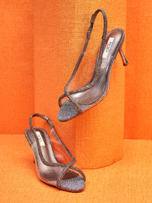 POG 0855-13 GUN EMBELLISHED PERSPEX PEEPTOE SANDAL