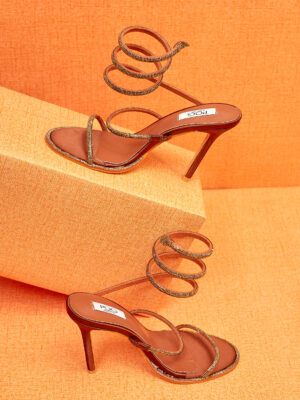POG 3649-28 BRONZE SATIN VEGAS WRAP AROUND SANDALS