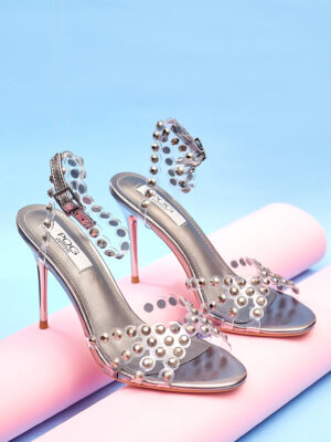POG 568-15 GUN STUDDED PERSPEX STRAPPY SANDAL
