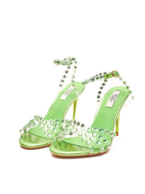 POG 568-15 SWEET OLIVE STUDDED PERSPEX STRAPPY SANDAL