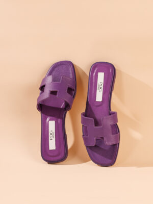 POG BURGUES DREAM PURPLE PEBBLED LEATHER SLIPPERS