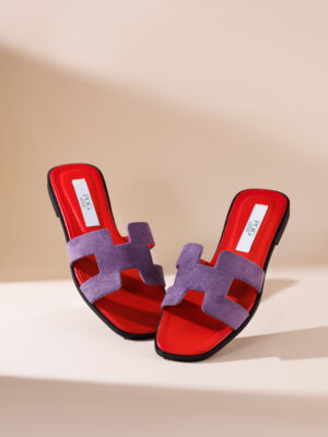 POG BURGUES PURPLE/BRIGHT RED SUEDE SLIPPER