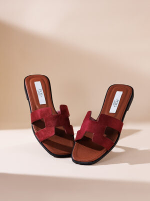 POG BURGUES WINE/BROWN SUEDE SLIPPER