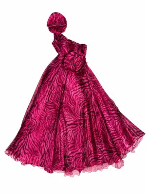 TIARA PINK ORGANZA PRINT ROSE INSERT MONOSTRAP BALL