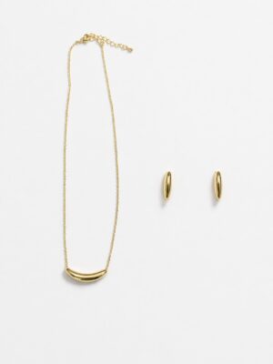 VIENNOIS T114938A GOLD PELLET CHAIN X EARINGS SET