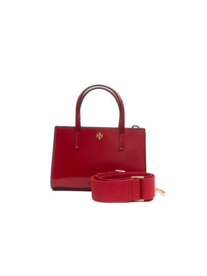 TORY BURCH BLAKE LIPSTICK RED FAT STRAP MACRO GRAB HANDLE TOTE