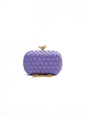 LAVENDER WOVEN LEATHER GOLD METAL TWIST LOCK PURSE
