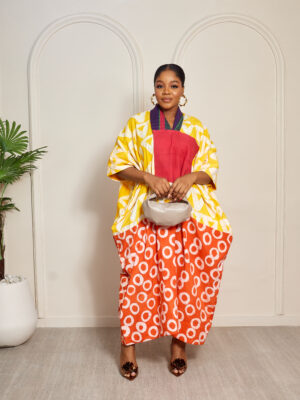 SASHES X HIDES COLORBLOCK BATIK WITH MAGENTA AND PURPLE ASOOKE PATCH CAFTAN