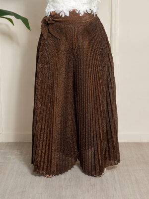 BRONZE SHIMMER PLEATED PALAZZOS