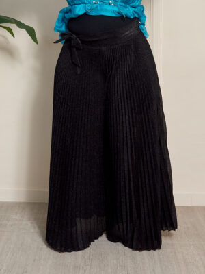 BLACK SHIMMER PLEATED PALAZZOS