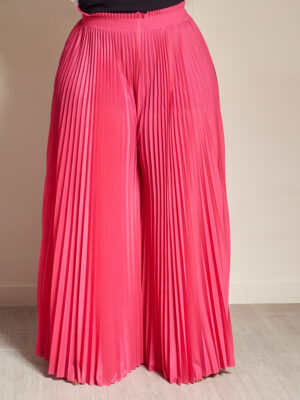 CERISE CHIFFON PLEATED PALAZZOS