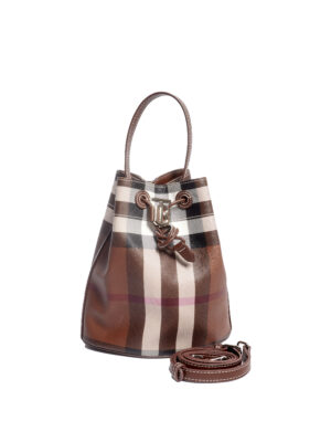 BLACK X BROWN CHECKED PRINT BUCKET BAG