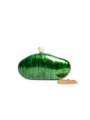 BIG PEARL GREEN CERAMIC CLASP PURSE