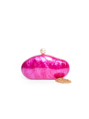 BIG PEARL MAGENTA CERAMIC CLASP PURSE