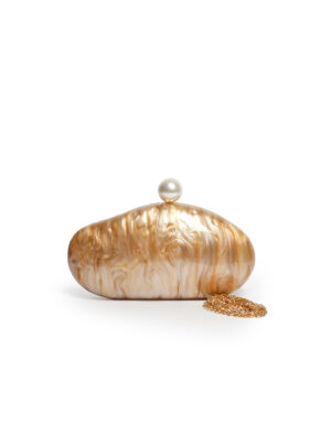 BIG PEARL GOLD CERAMIC CLASP PURSE