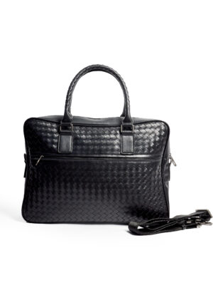 BOTT 96856 BLACK WOVEN BOTTEGA LAPTOP BAG