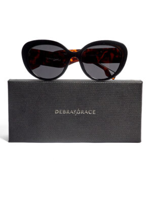 2320 BLACK FRONT FRAMES X LEOPARD FAT TEMPLE ROUND SUNNIES