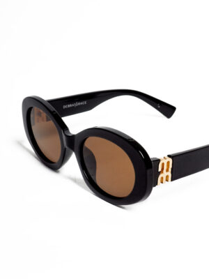 837 BLACK OVAL DOUBLE M FAT TEMPLE SUNNIES