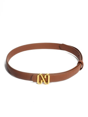BROWN GOLDEN Z BUCKLE 2.5CM WAIST BELT