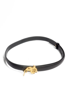 BLACK FLORAL GOLD BUCKLE 2CM BELT