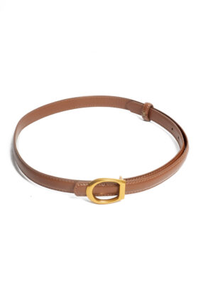 BROWN CURSIV D GOLD BUCKLE 2CM BELT