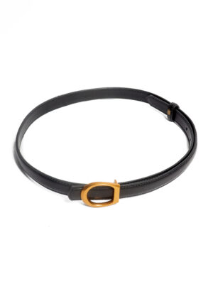 BLACK CURSIV D GOLD BUCKLE 2CM BELT