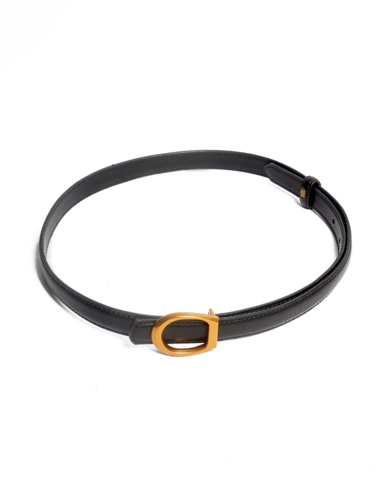 BLACK CURSIV D GOLD BUCKLE 2CM BELT