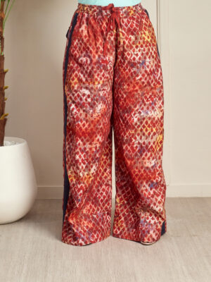 SASHES X HIDES NAVY JAWU ON SIDE ADIRE FLARE PANTS
