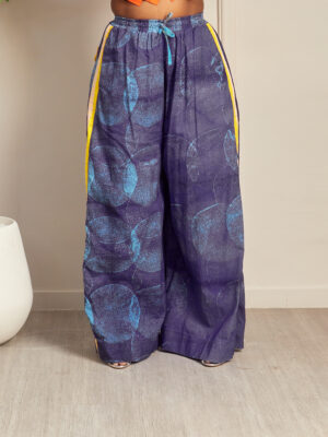SASHES X HIDES YELLOW STRIPES JAWU ON SIDE ADIRE FLARE PANTS