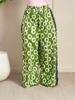 SASHES X HIDES COBALT JAWU ON SIDE ADIRE FLARE PANTS