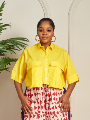 SASHES X HIDES YELLOW DOUBLE POCKET SPLIT SLEEVES BOX SHIRT