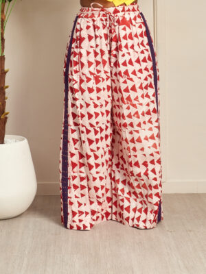 SASHES X HIDES PURPLE JAWU ON SIDE ADIRE FLARE PANTS