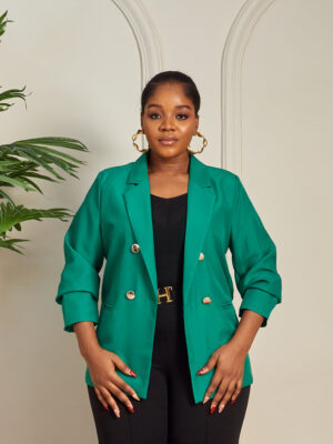 2 FOR 50K YAWEN GREEN GOLD BUTTON BLAZER