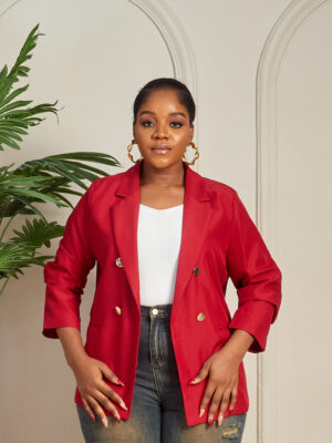 2 FOR 50K YAWEN PLUM GOLD BUTTON BLAZER