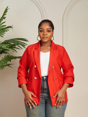 2 FOR 50K YAWEN RED GOLD BUTTON BLAZER
