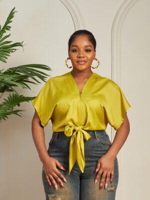 (2 FOR 40K) VOGUE OLIVE LUSH SILK WRAP TOP