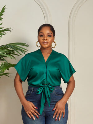2 FOR 40K VOGUE TEAL LUSH SILK WRAP TOP