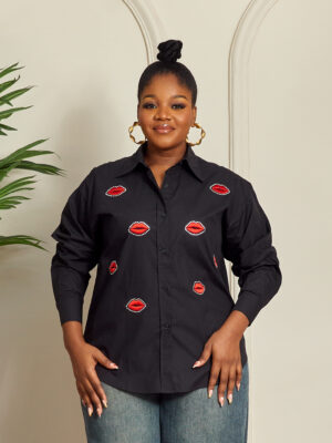 STUDIO BLACK RED LIPS SHIRT